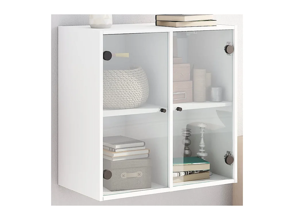 Wandschrank,Wandhängeschrank mit Glastüren Weiß 68x37x68,5 cm -gkd352347