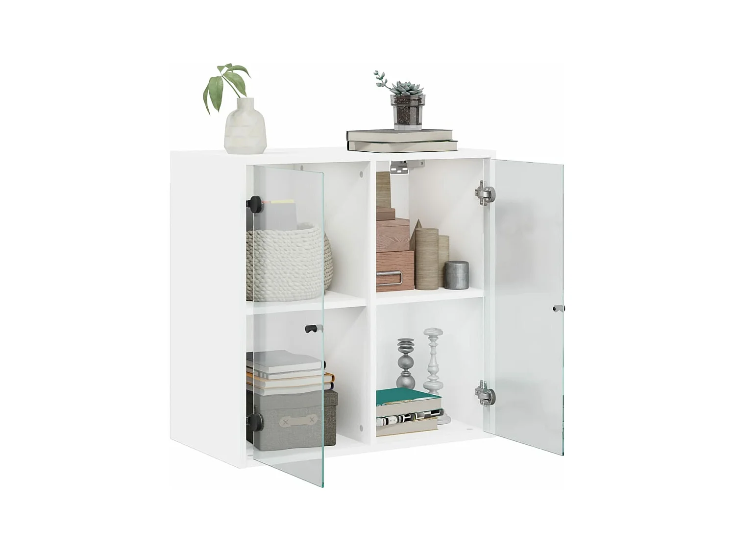 Wandschrank,Wandhängeschrank mit Glastüren Weiß 68x37x68,5 cm -gkd352347