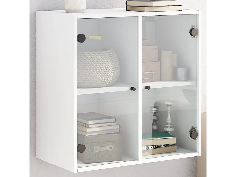 Wandschrank,Wandhängeschrank mit Glastüren Weiß 68x37x68,5 cm -gkd352347
