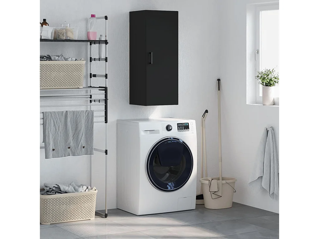 Wandschrank,Wandhängeschrank Schwarz 34,5x34x90 cm -gkd57379