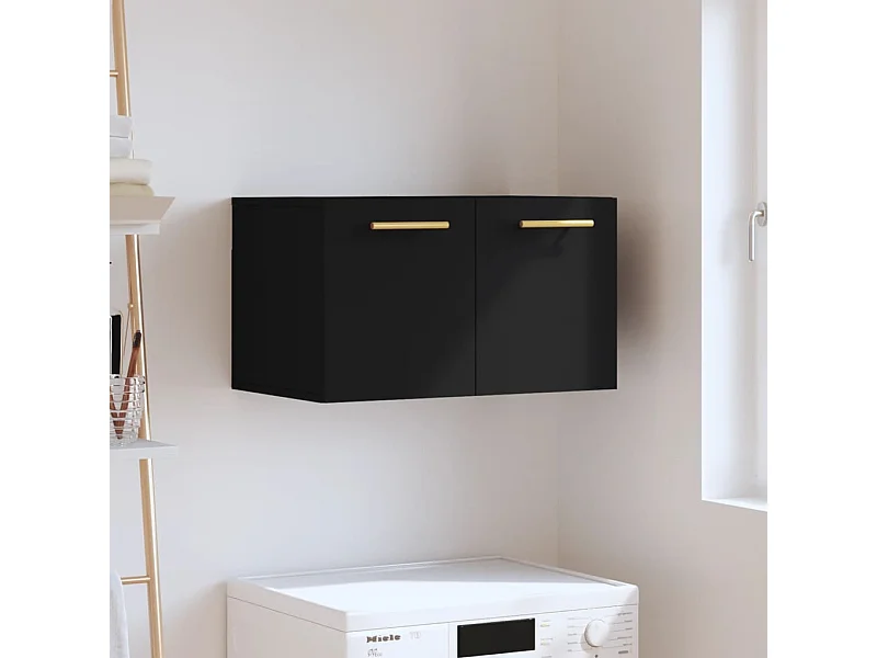 Wandschrank,Wandhängeschrank Schwarz 60x36,5x35 cm Holzwerkstoff -gkd373837