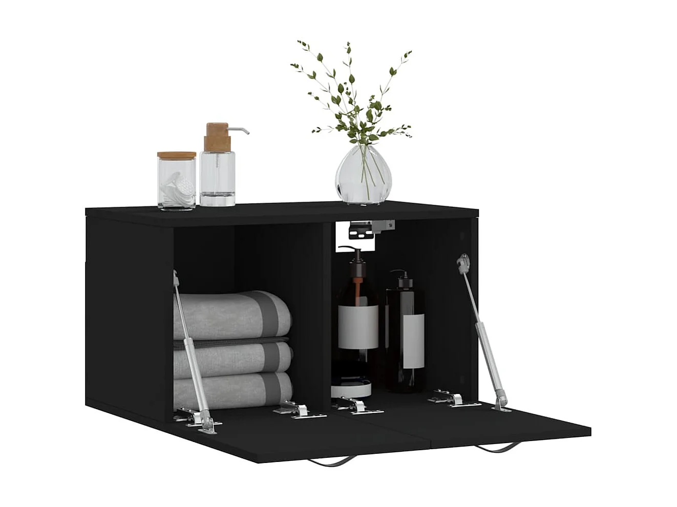 Wandschrank,Wandhängeschrank Schwarz 60x36,5x35 cm Holzwerkstoff -gkd373837