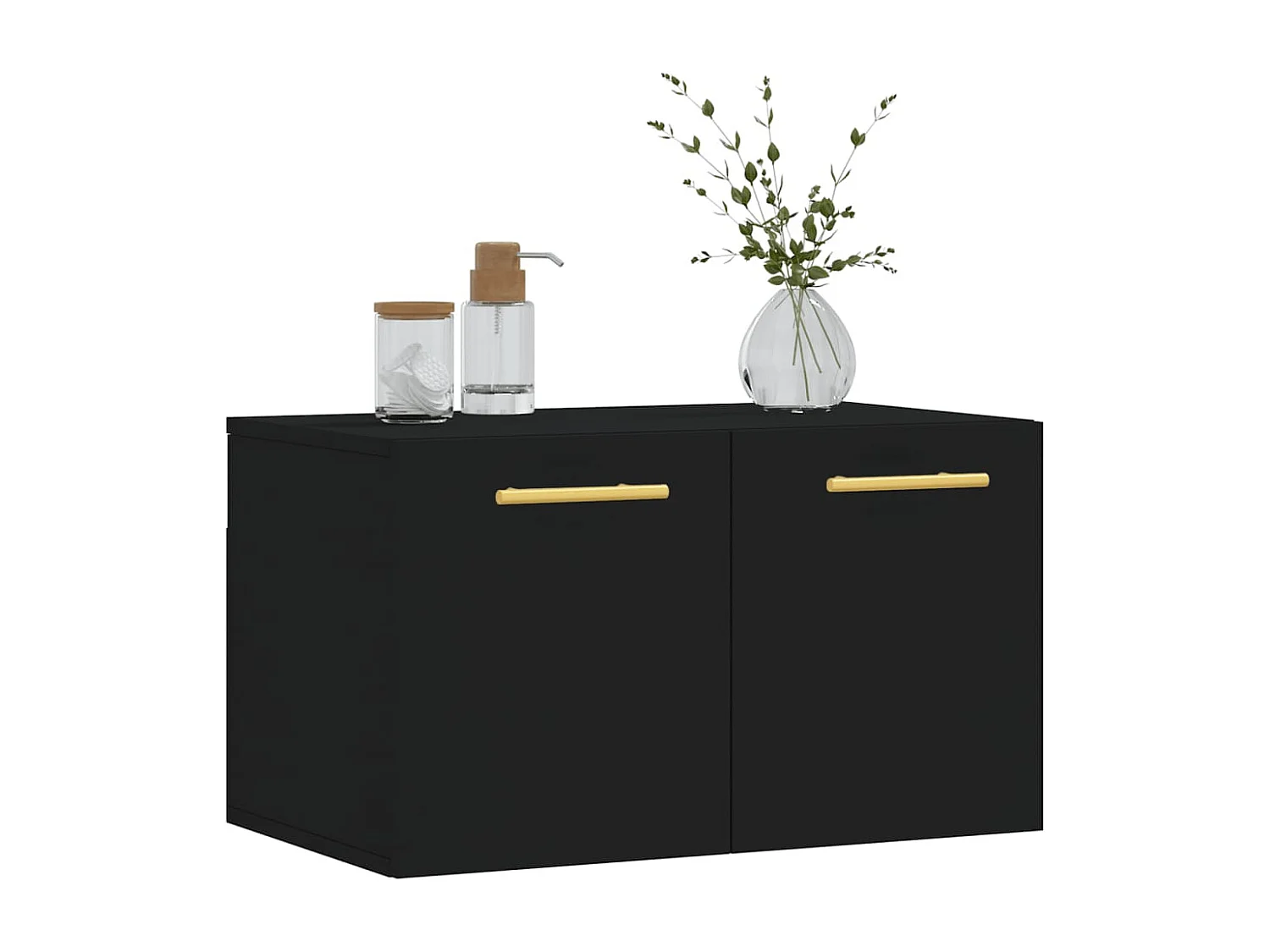 Wandschrank,Wandhängeschrank Schwarz 60x36,5x35 cm Holzwerkstoff -gkd373837