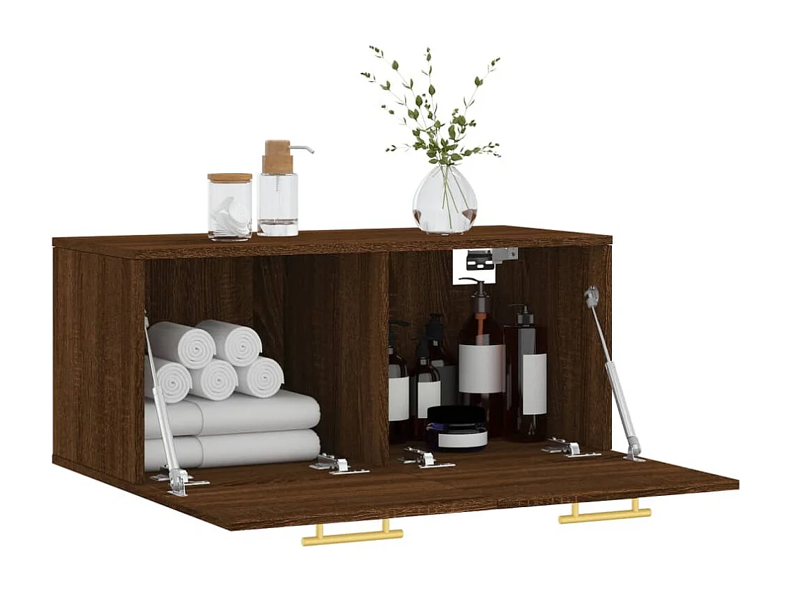 Wandschrank,Wandhängeschrank Braun Eichen-Optik 80x36,5x35 cm Holzwerkstoff -gkd634833