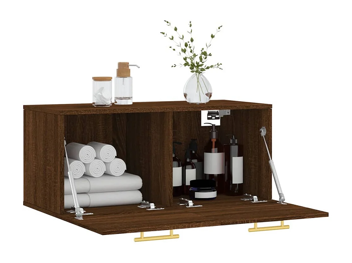 Wandschrank,Wandhängeschrank Braun Eichen-Optik 80x36,5x35 cm Holzwerkstoff -gkd634833