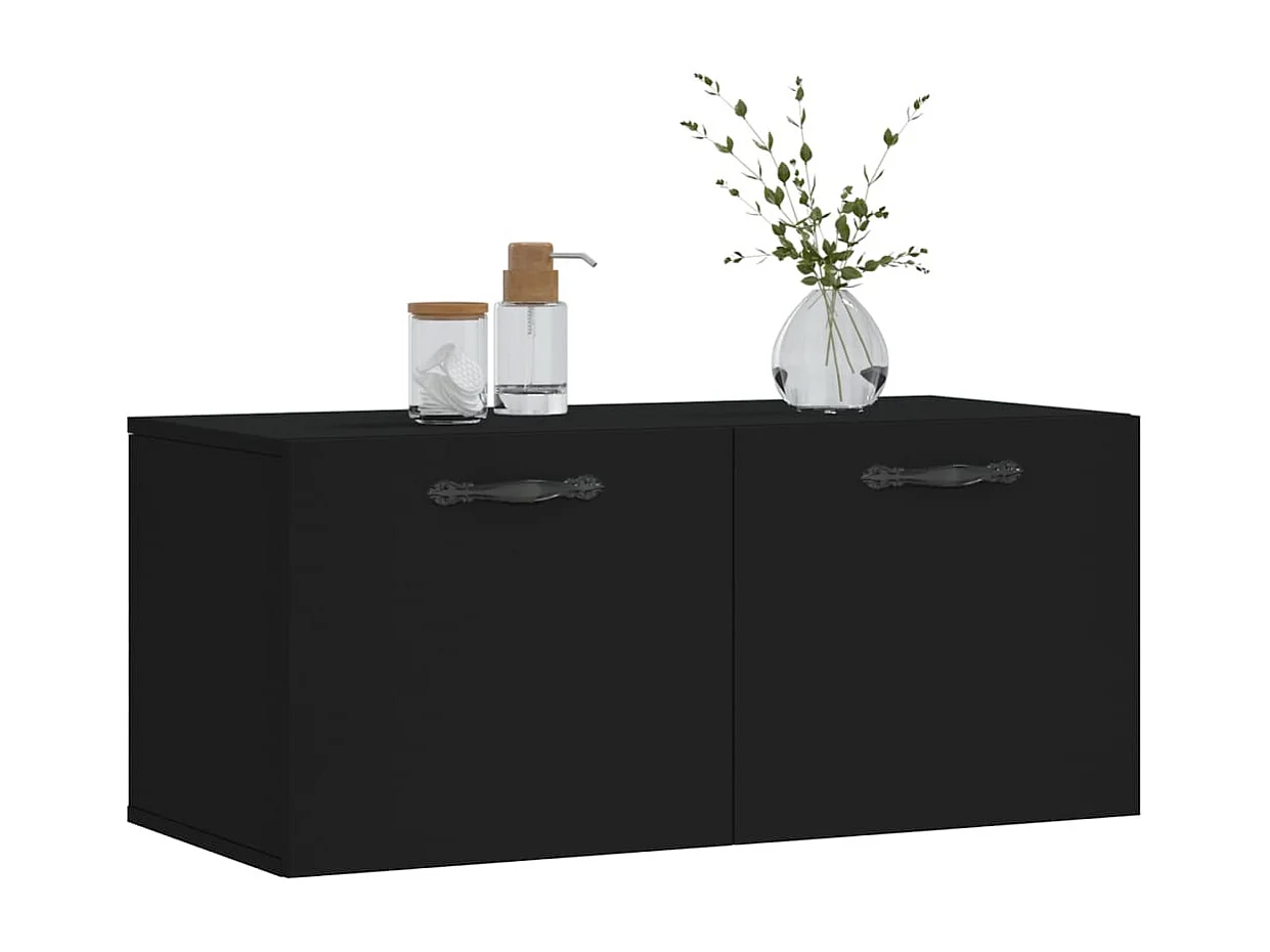 Wandschrank,Wandhängeschrank Schwarz 80x36,5x35 cm Holzwerkstoff -gkd412307