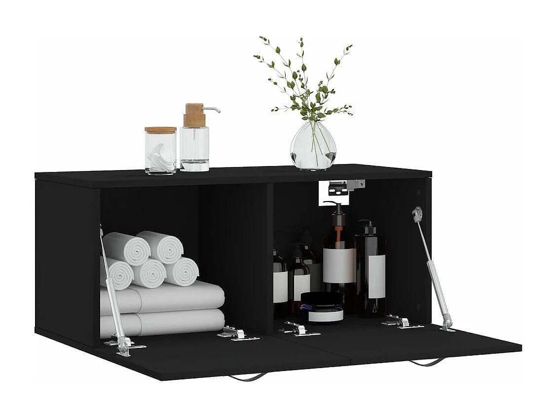 Wandschrank,Wandhängeschrank Schwarz 80x36,5x35 cm Holzwerkstoff -gkd412307