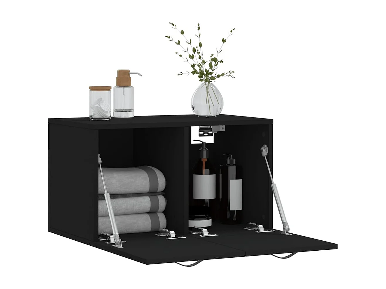 Wandschrank,Wandhängeschrank Schwarz 60x36,5x35 cm Holzwerkstoff -gkd733113