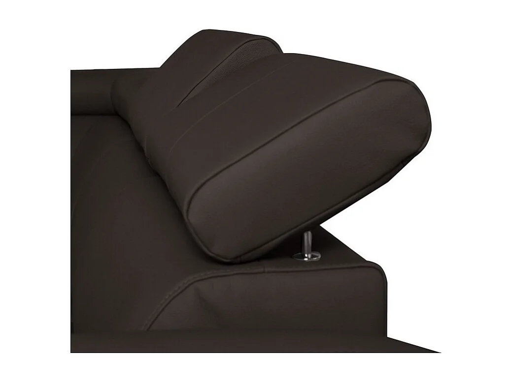 Canapé d'angle convertible en cuir italien de luxe 5 places ASTRID, chocolat, angle gauche