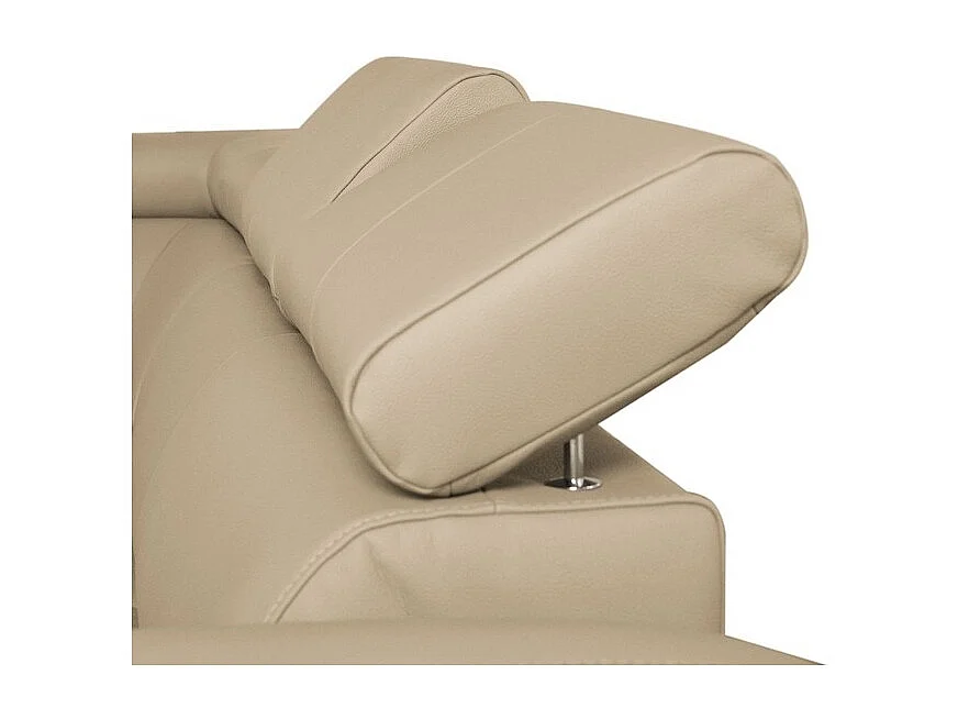 Canapé d'angle convertible en cuir italien de luxe 7/8 places ASTON, beige, angle gauche et méridienne à droite