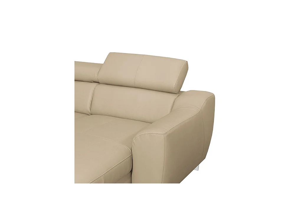 Canapé d'angle gauche convertible 8 places en cuir italien beige ASTON