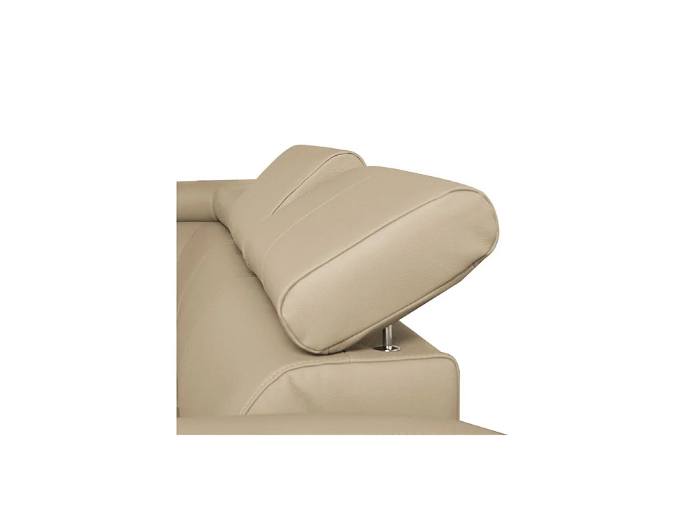 Canapé d'angle gauche convertible 8 places en cuir italien beige ASTON