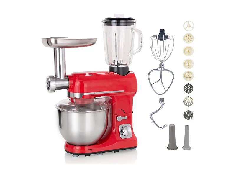 Robby Robot multifonctions 5l 1000w rouge avec hachoir et blender 1,5l en verre - robimix rouge