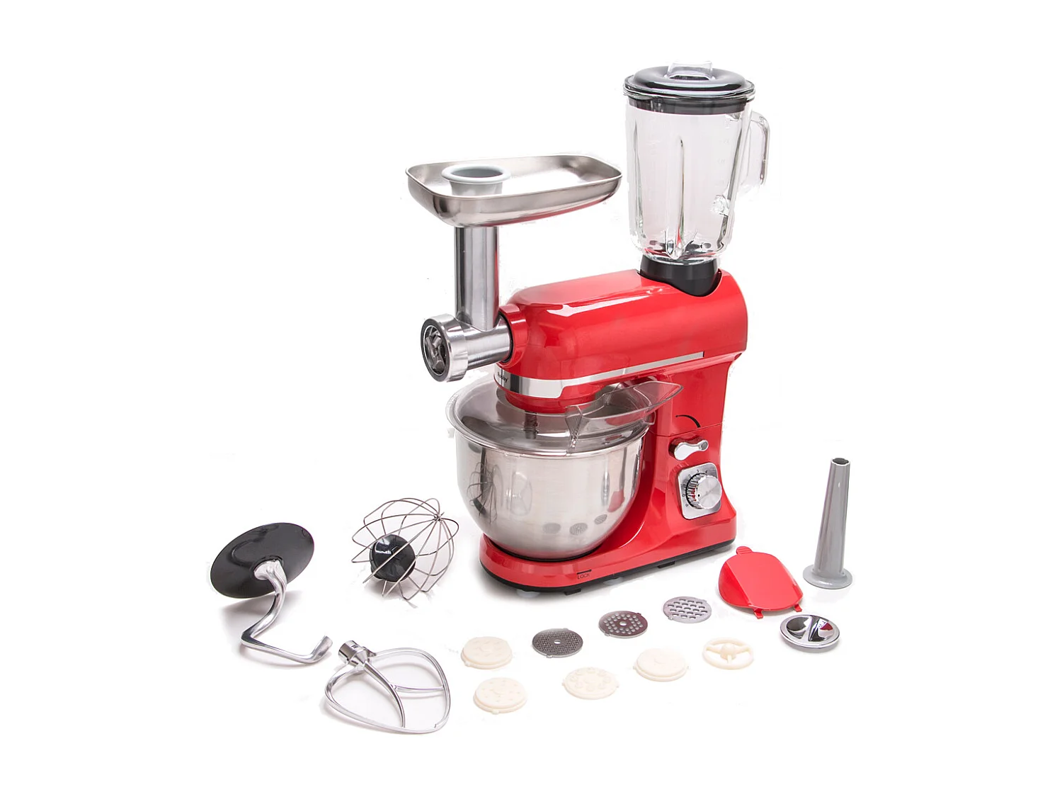 Robby Robot multifonctions 5l 1000w rouge avec hachoir et blender 1,5l en verre - robimix rouge