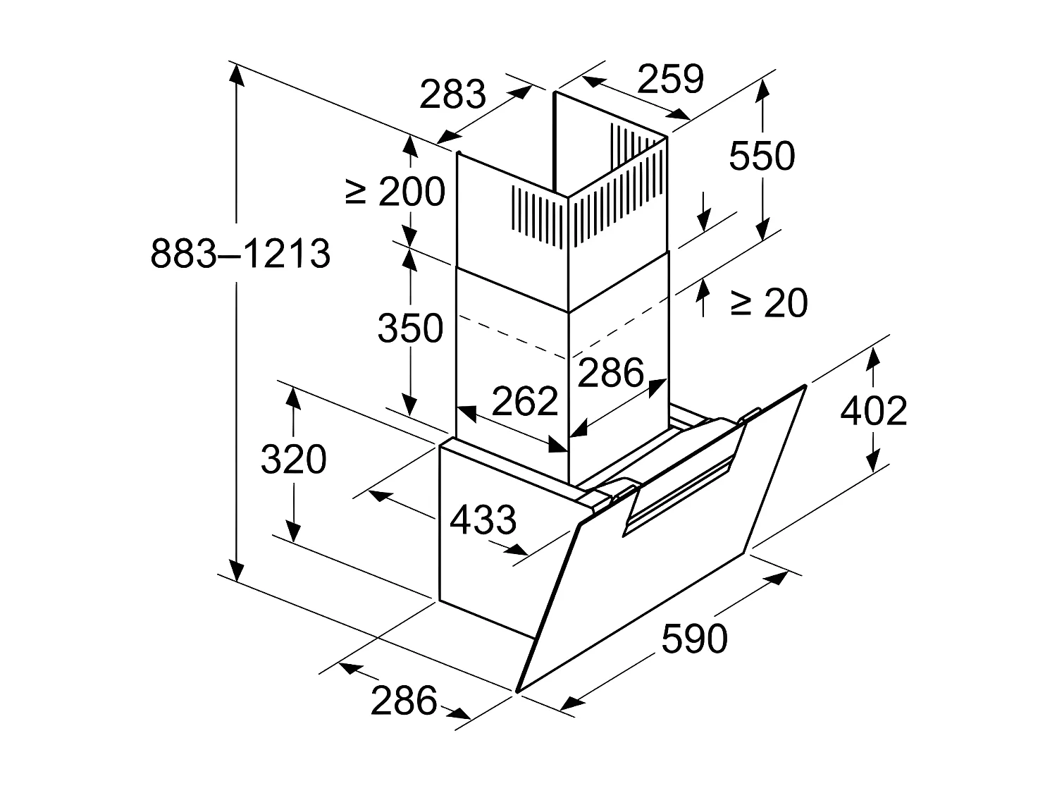Siemens Hotte décorative inclinée 60cm 768m3/h noir - LC67KFN60
