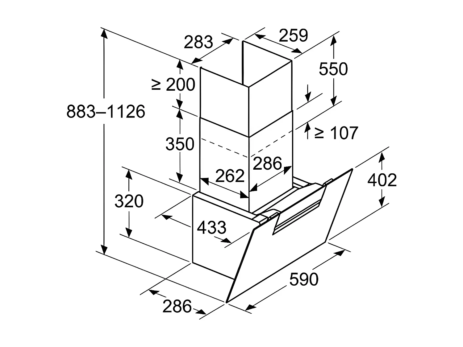 Siemens Hotte décorative inclinée 60cm 768m3/h noir - LC67KFN60