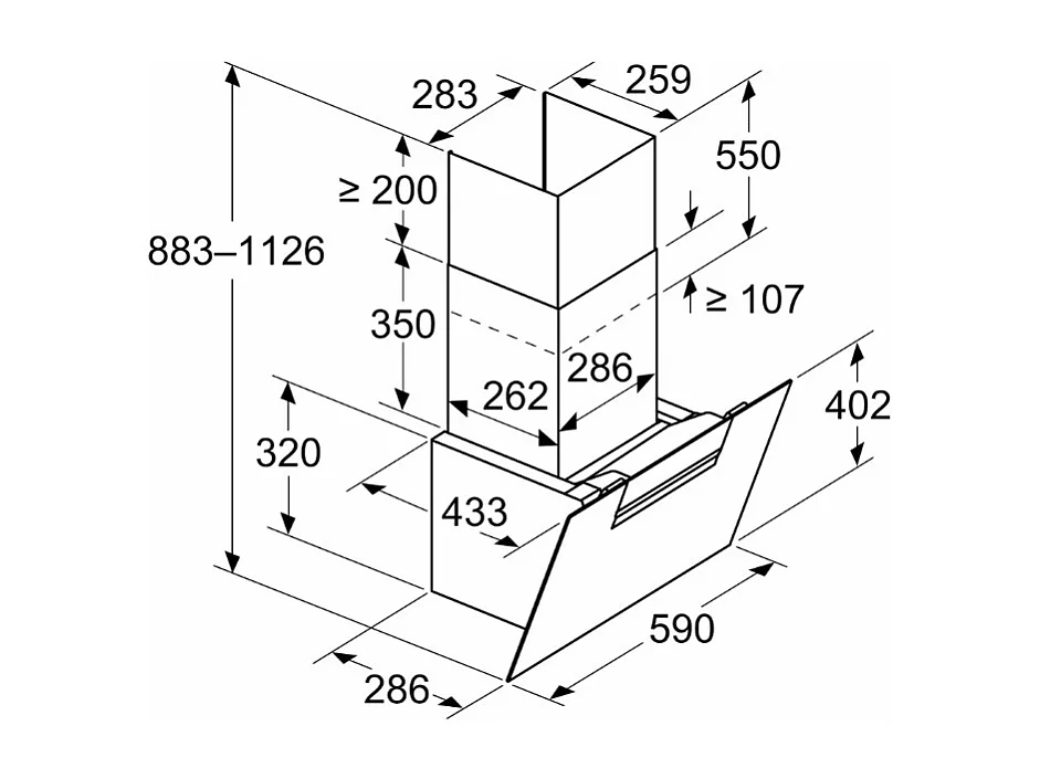 Siemens Hotte décorative inclinée 60cm 768m3/h noir - LC67KFN60