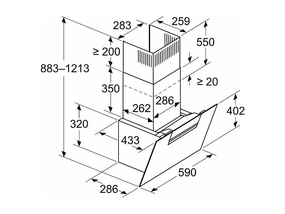 Siemens Hotte décorative inclinée 60cm 768m3/h noir - LC67KFN60