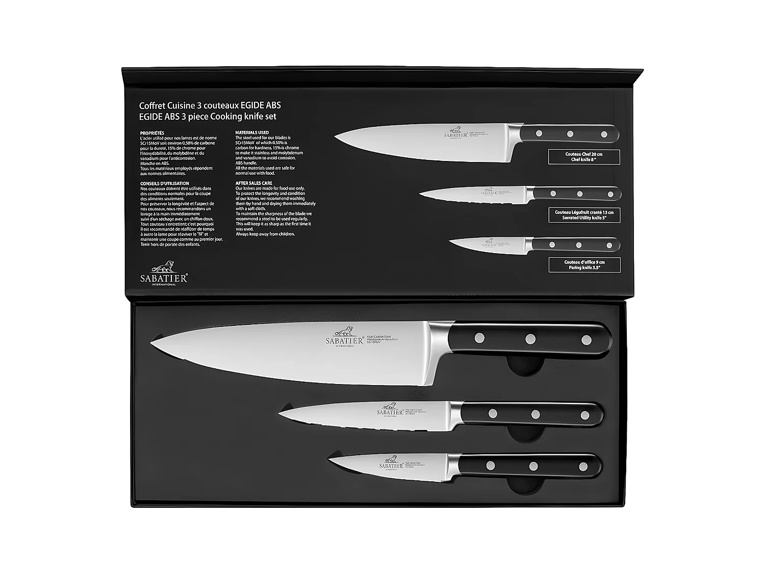 Lion Sabatier Coffret cuisine 3 pièces egide abs (office 9 cm + légufruit 13 cm + cuisine 20 cm) - 764580