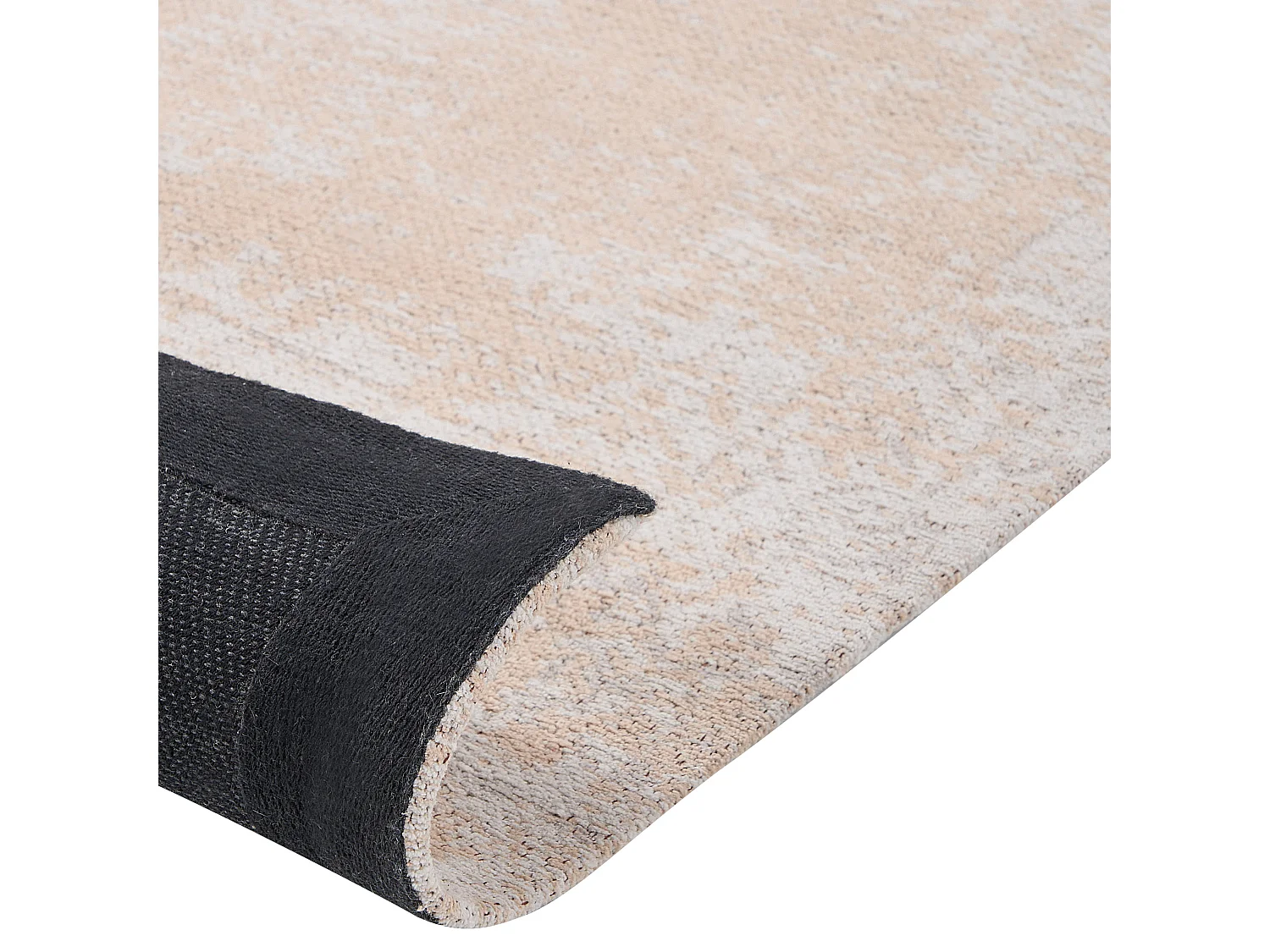 Teppich Baumwolle beige 80 x 300 cm orientalisches Muster Kurzflor BEYKOZ