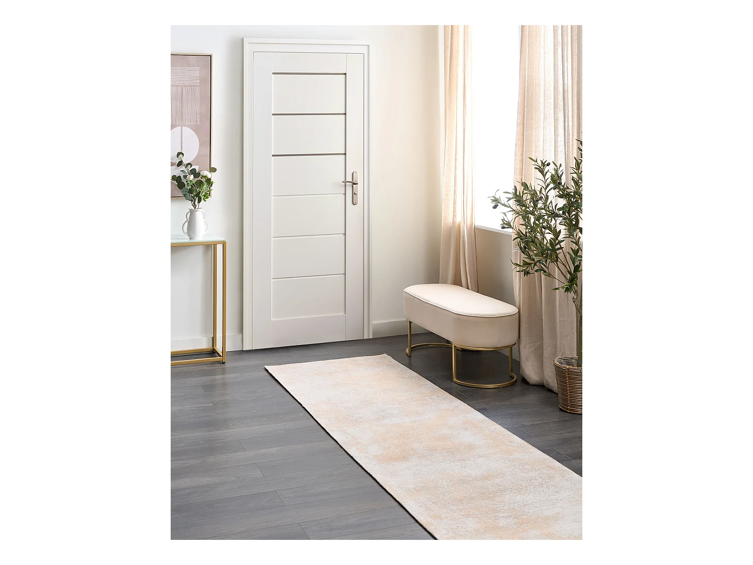 Vloerkleed katoen beige 80 x 300 cm BEYKOZ