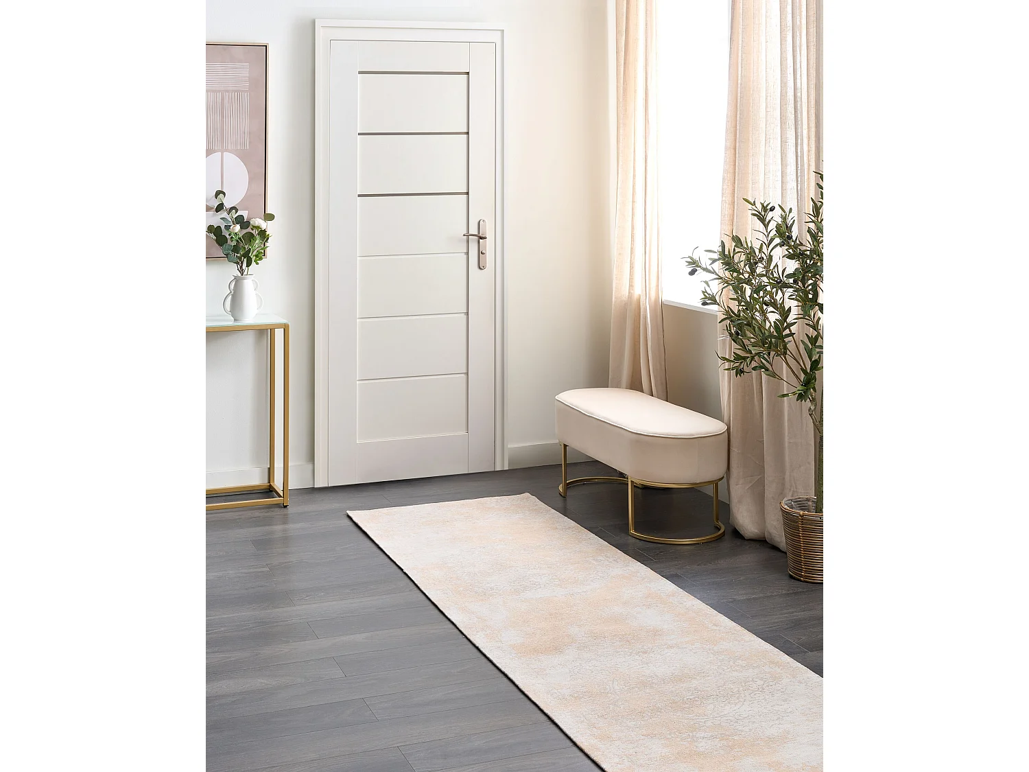 Vloerkleed katoen beige 80 x 300 cm BEYKOZ