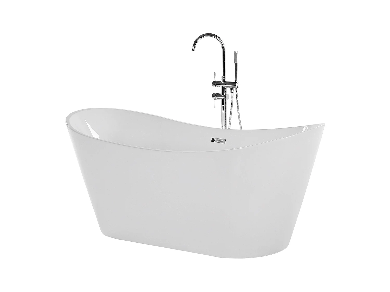 Badewanne Acryl weiß freistehend oval 170 cm mit Überlauf Stöpsel modern Callao