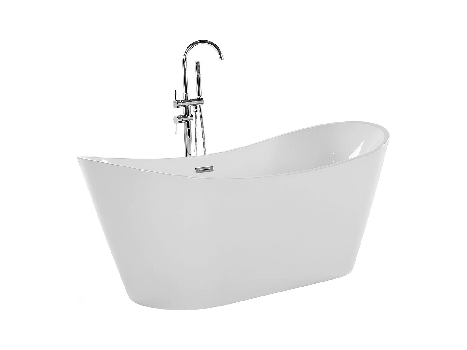 Badewanne Acryl weiß freistehend oval 170 cm mit Überlauf Stöpsel modern Callao