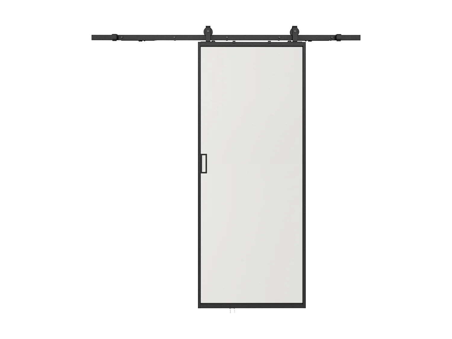 Schuifdeur met opbouwsysteem - Aluminium en gehard matglas - H205 x L93 cm - LINCI II