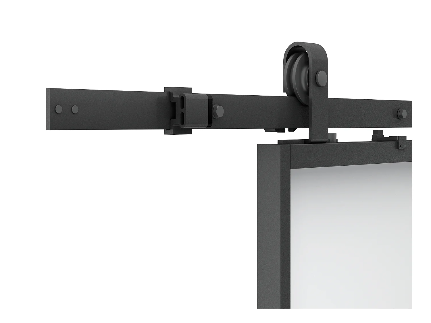 Porte coulissante double avec système en applique - aluminium et verre trempé dépoli - 2 x H205 x L93 cm - LINCI II