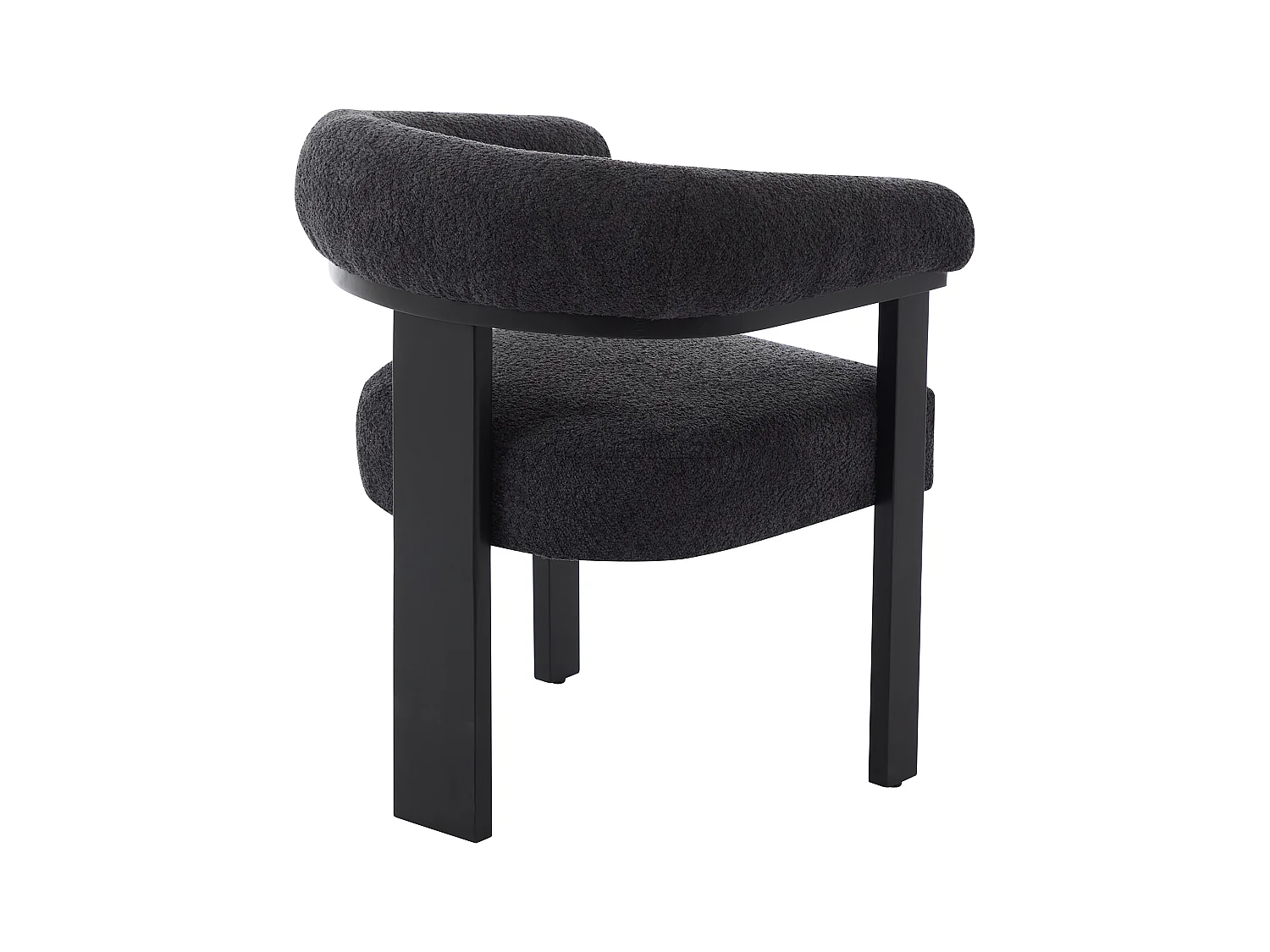 Silla con reposabrazos en tejido bouclé a y madera de hevea - Blanco y negro - LIVELIA