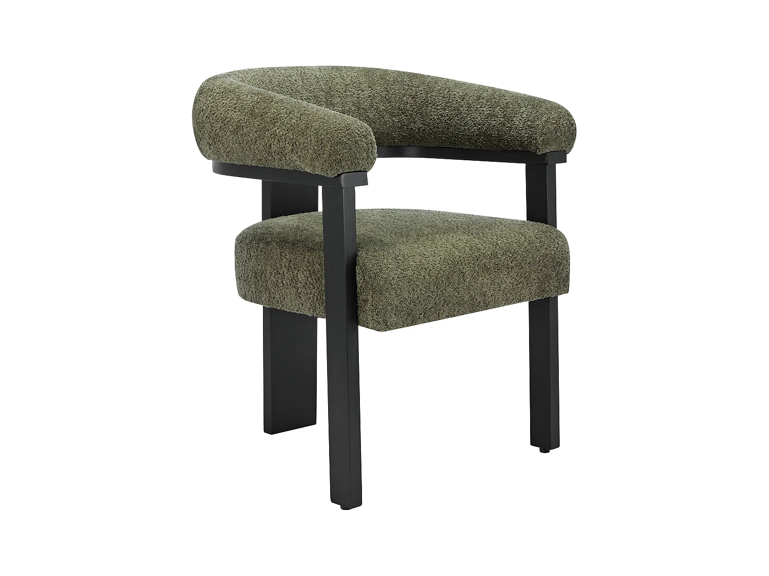 Silla con reposabrazos en tejido bouclé y madera de hevea - Caqui y negro - LIVELIA de Pascal MORABITO