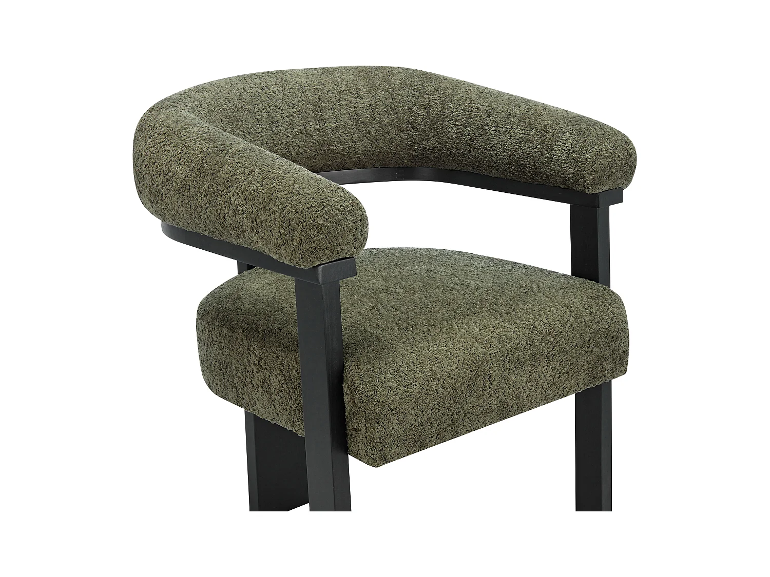 Silla con reposabrazos en tejido bouclé y madera de hevea - Caqui y negro - LIVELIA de Pascal MORABITO