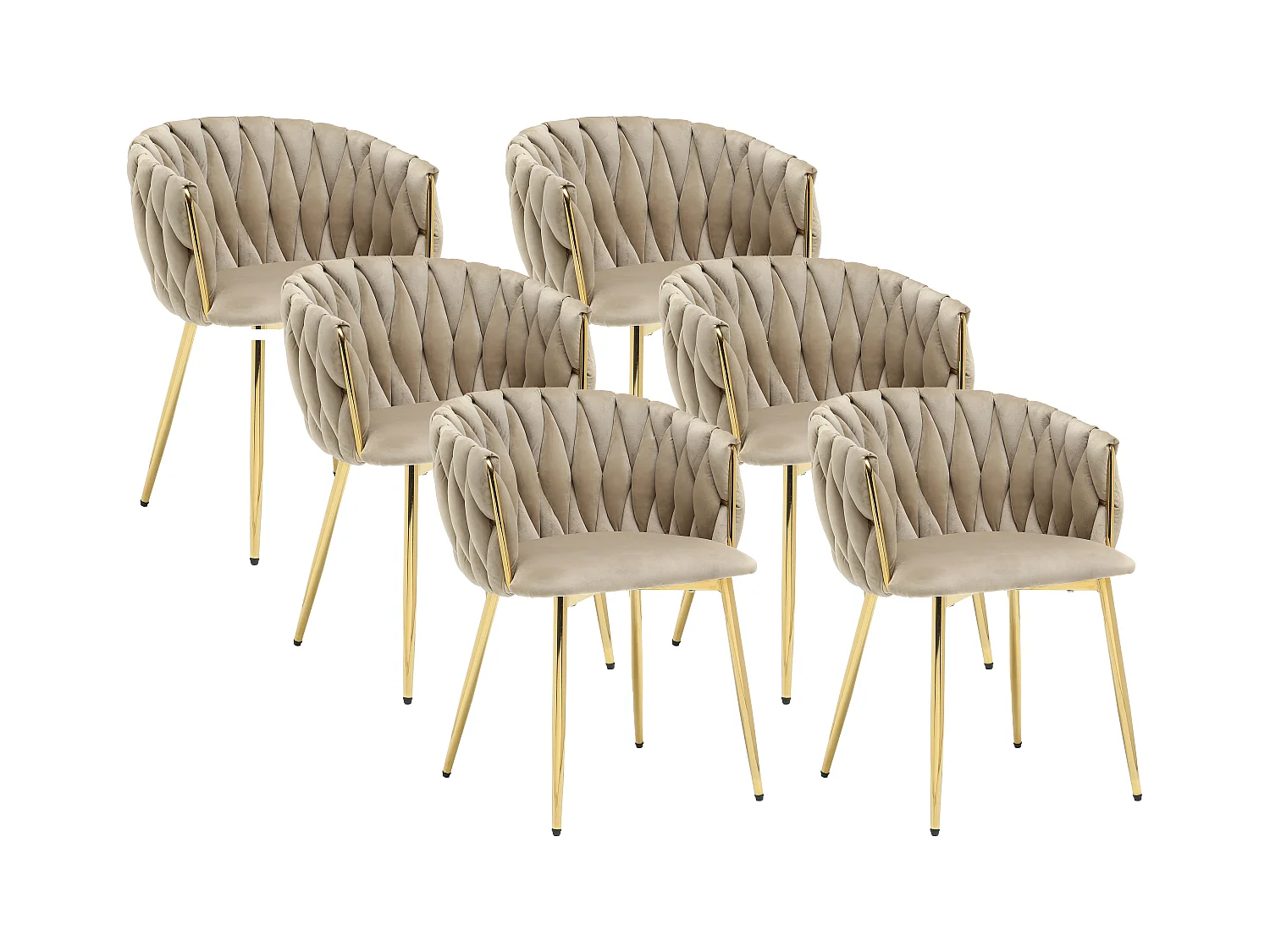 Set mit 6 Stühlen aus Samt & goldenem Metall - Beige - ELEGANO