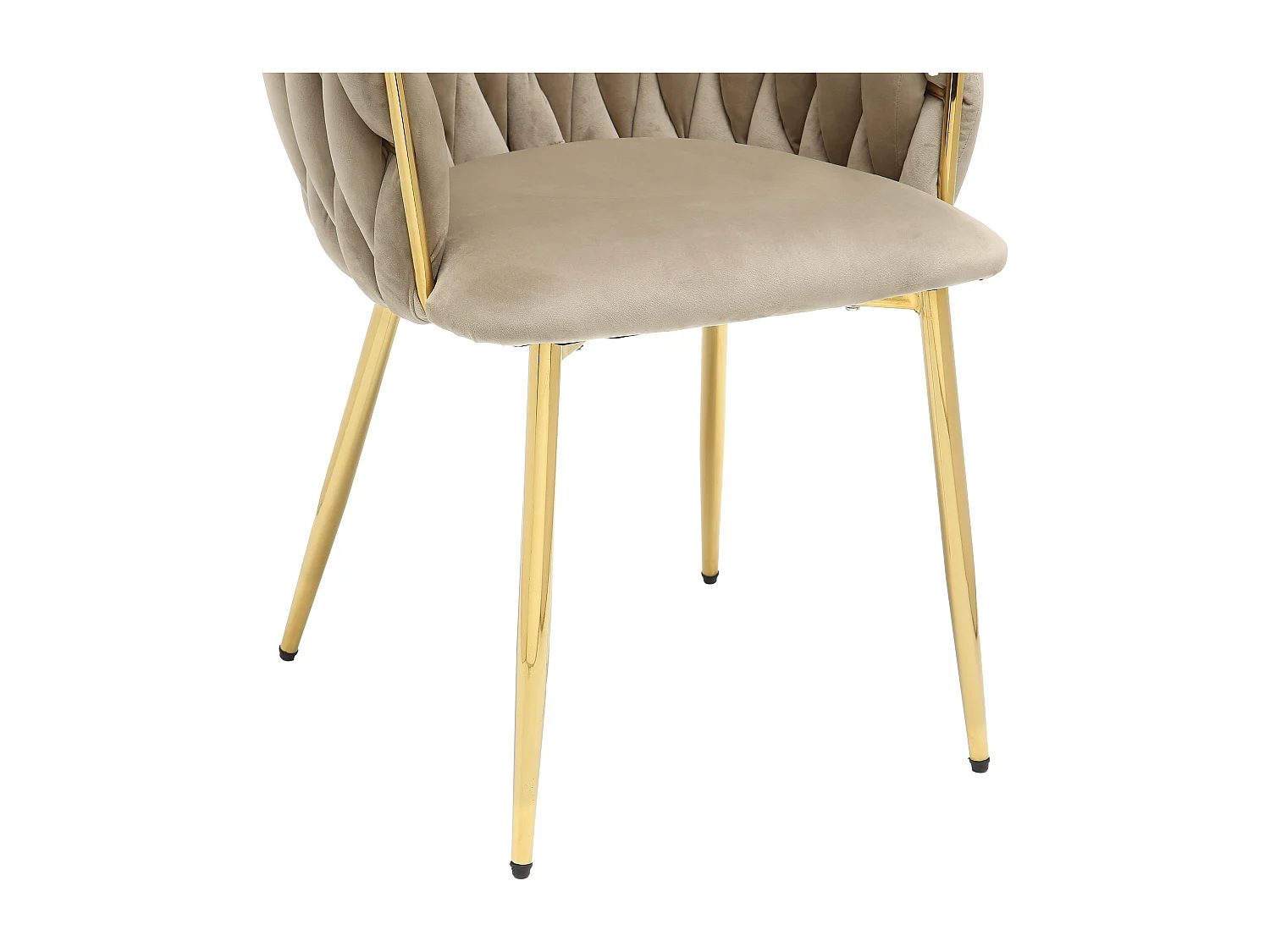 Lot de 6 chaises en velours et métal doré - Beige - ELEGANO