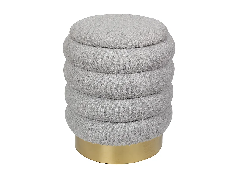 Pouf coffre de rangement en tissu bouclette gris ESDALO