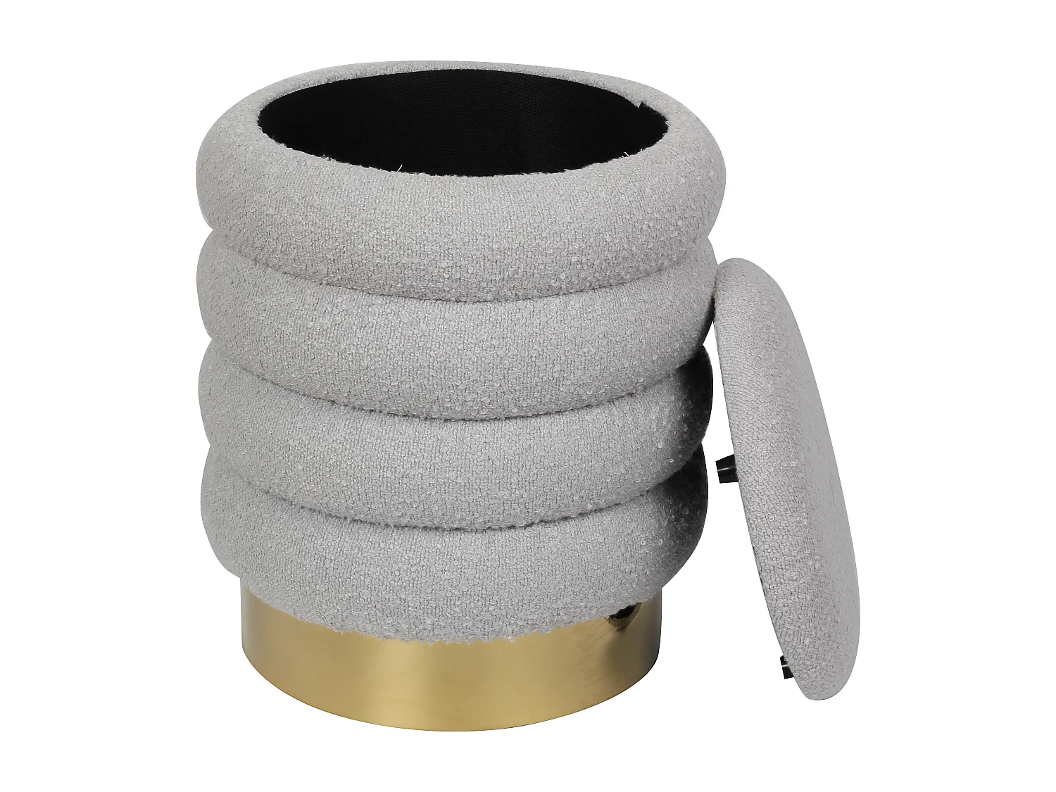 Hocker mit Stauraum - Bouclé-Stoff - Grau - ESDALO