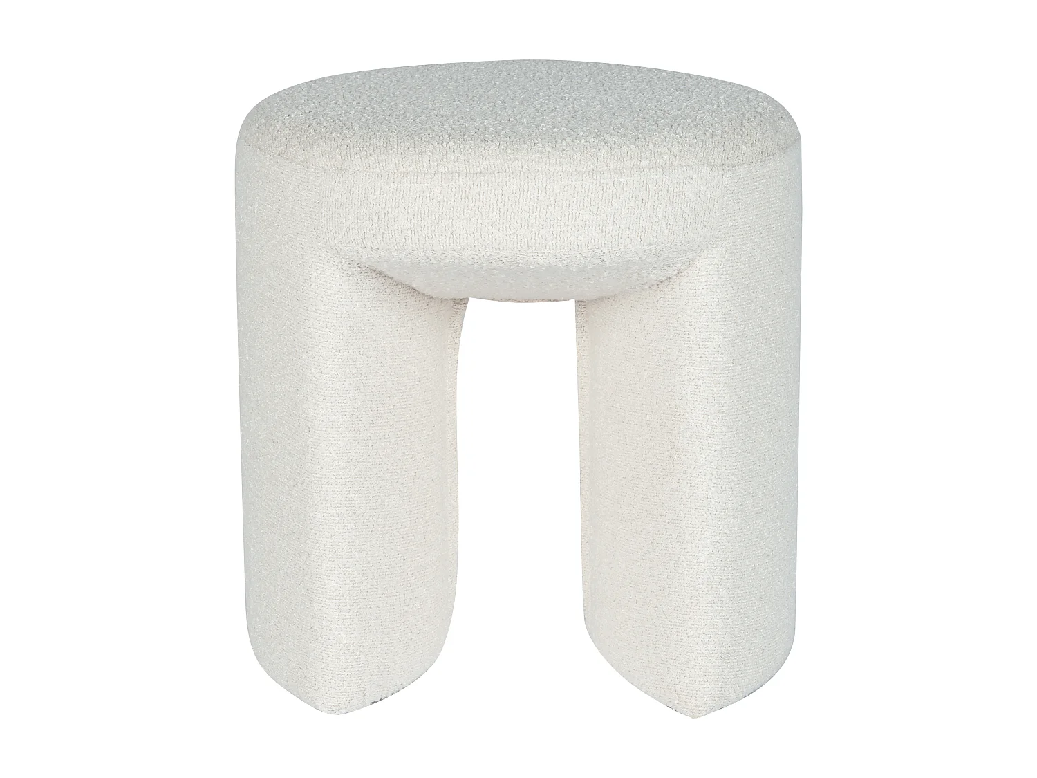 Hocker - Bouclé-Stoff - Weiß - DUTLIO