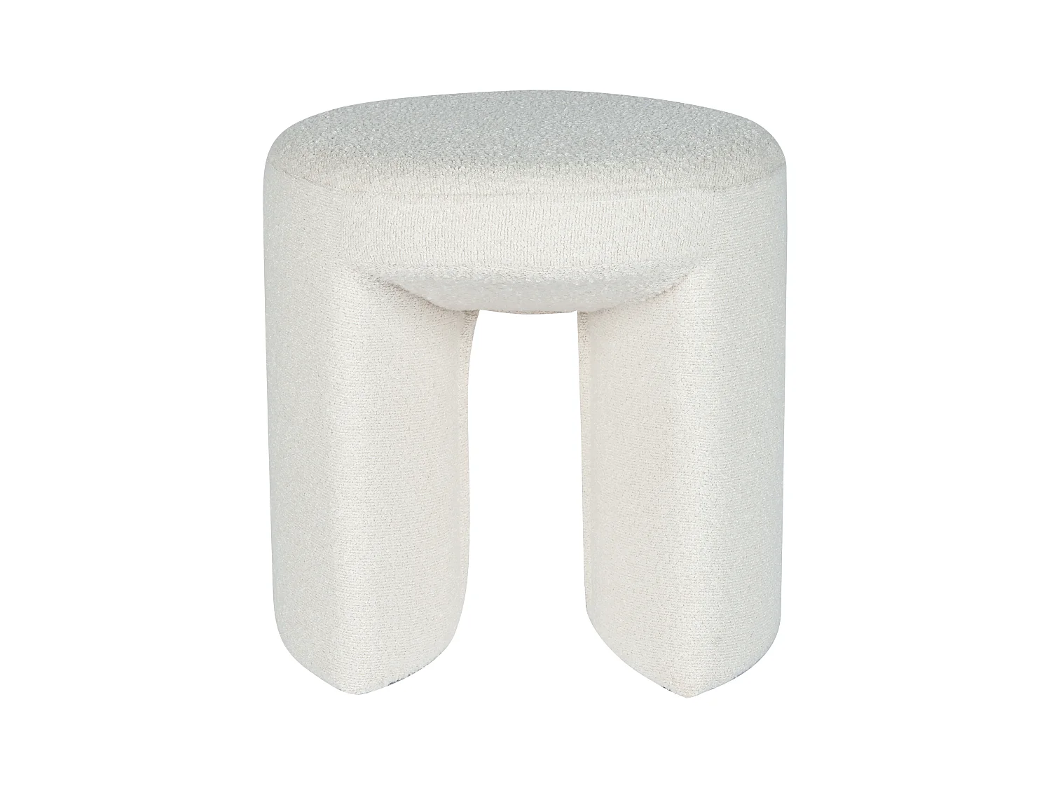 Pouf en tissu bouclette blanc DUTLIO