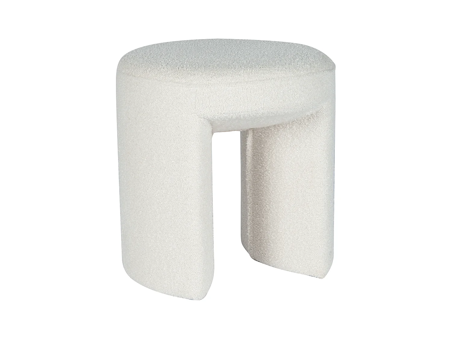 Pouf en tissu bouclette blanc DUTLIO