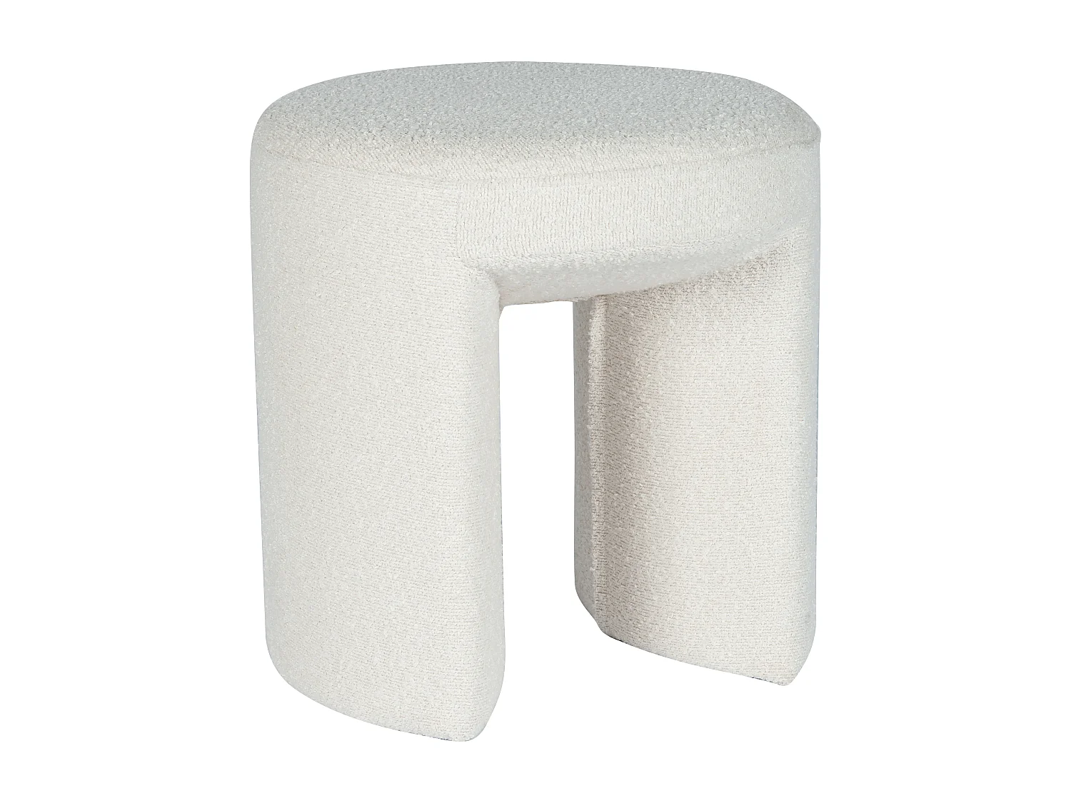 Pouf en tissu bouclette blanc DUTLIO