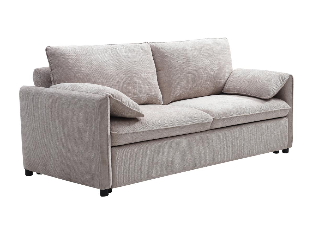 Sofa 3-Sitzer mit Schlaffunktion - Strukturstoff - Beige - ALPARETO günstig online kaufen