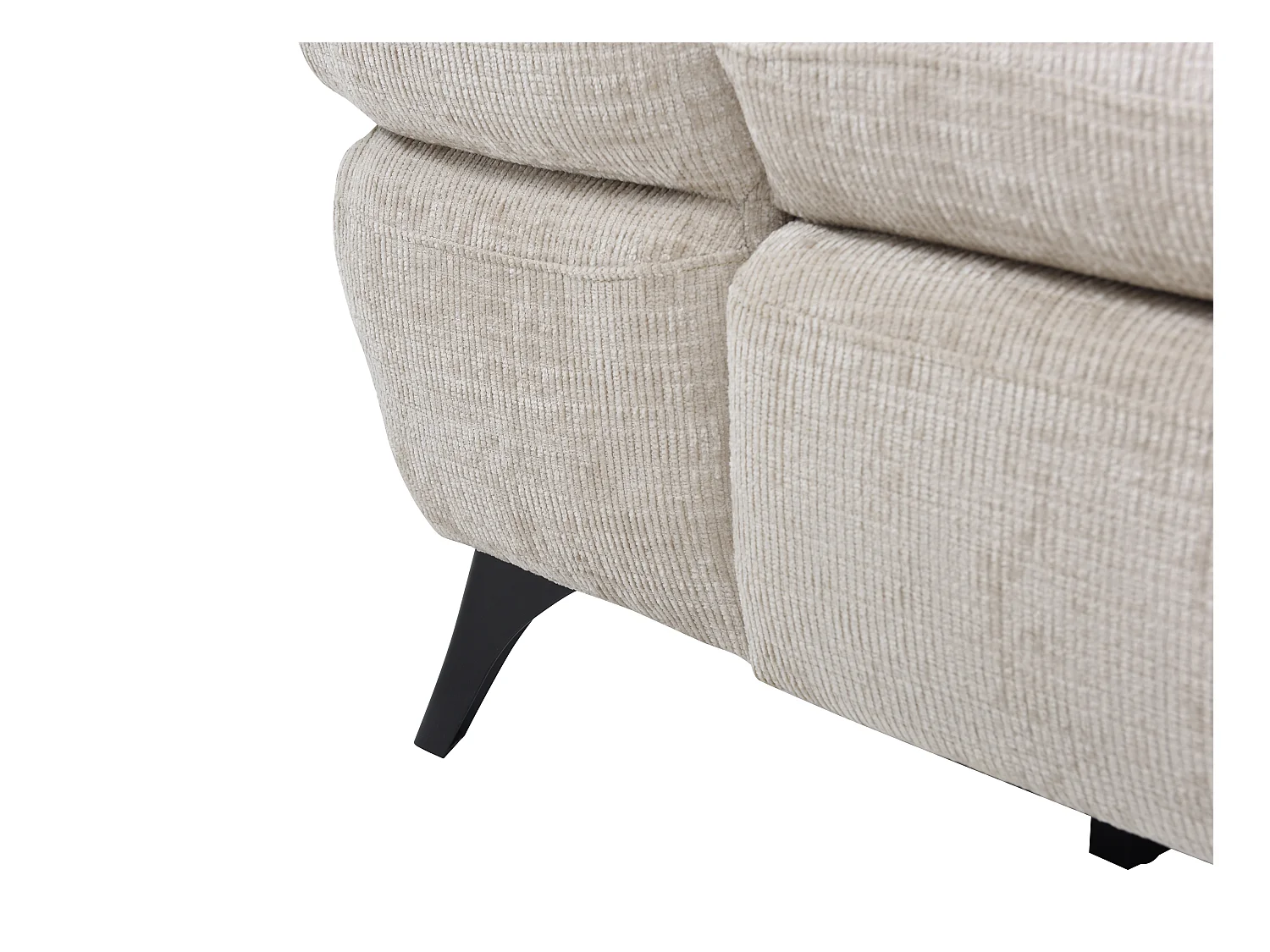 Omkeerbare hoekslaapbank met hoek rechts van beige stof met structuur SURDELI