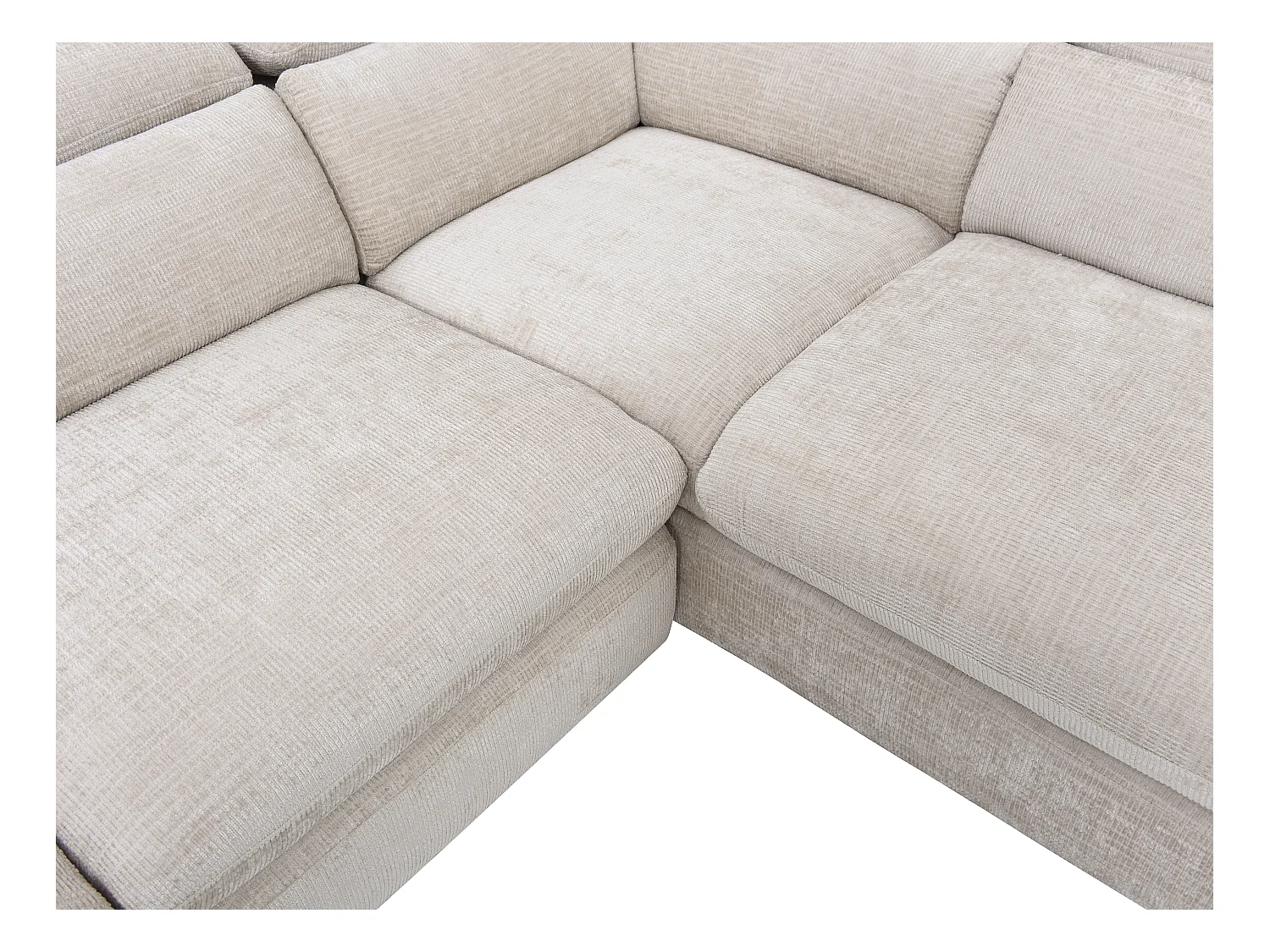 Omkeerbare hoekslaapbank met hoek rechts van beige stof met structuur SURDELI