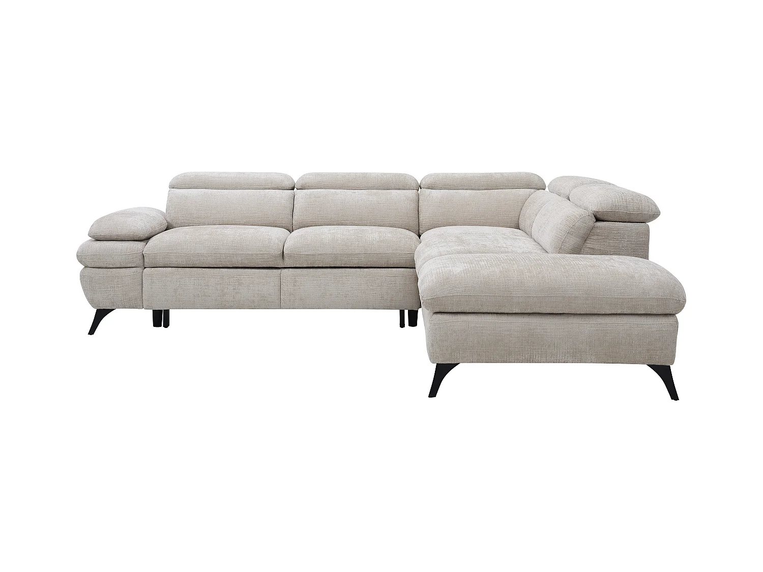 Omkeerbare hoekslaapbank met hoek rechts van beige stof met structuur SURDELI