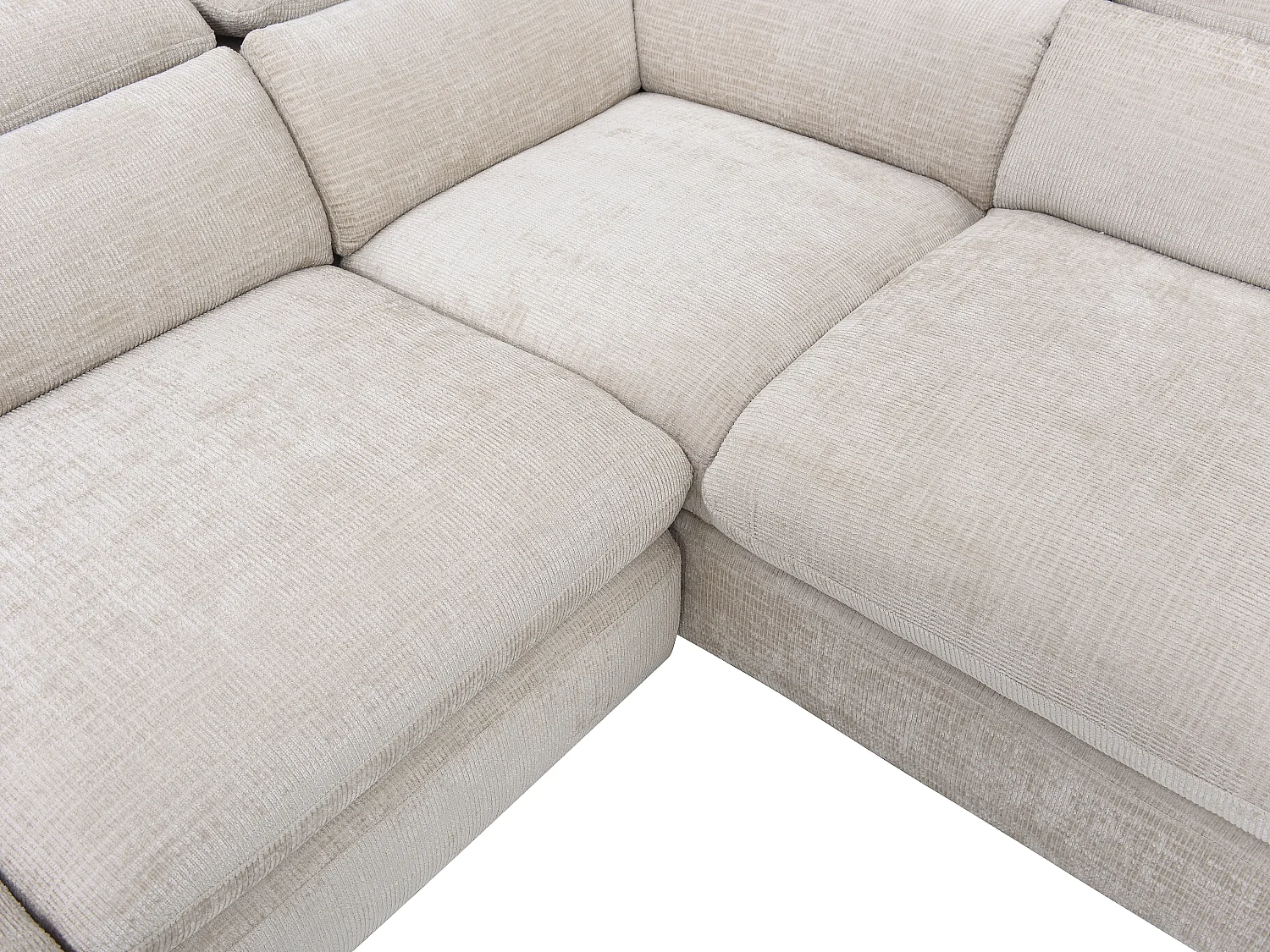 Ecksofa mit Schlaffunktion - Ecke rechts - Strukturstoff - mit Rückenlehne - Beige - SURDELI