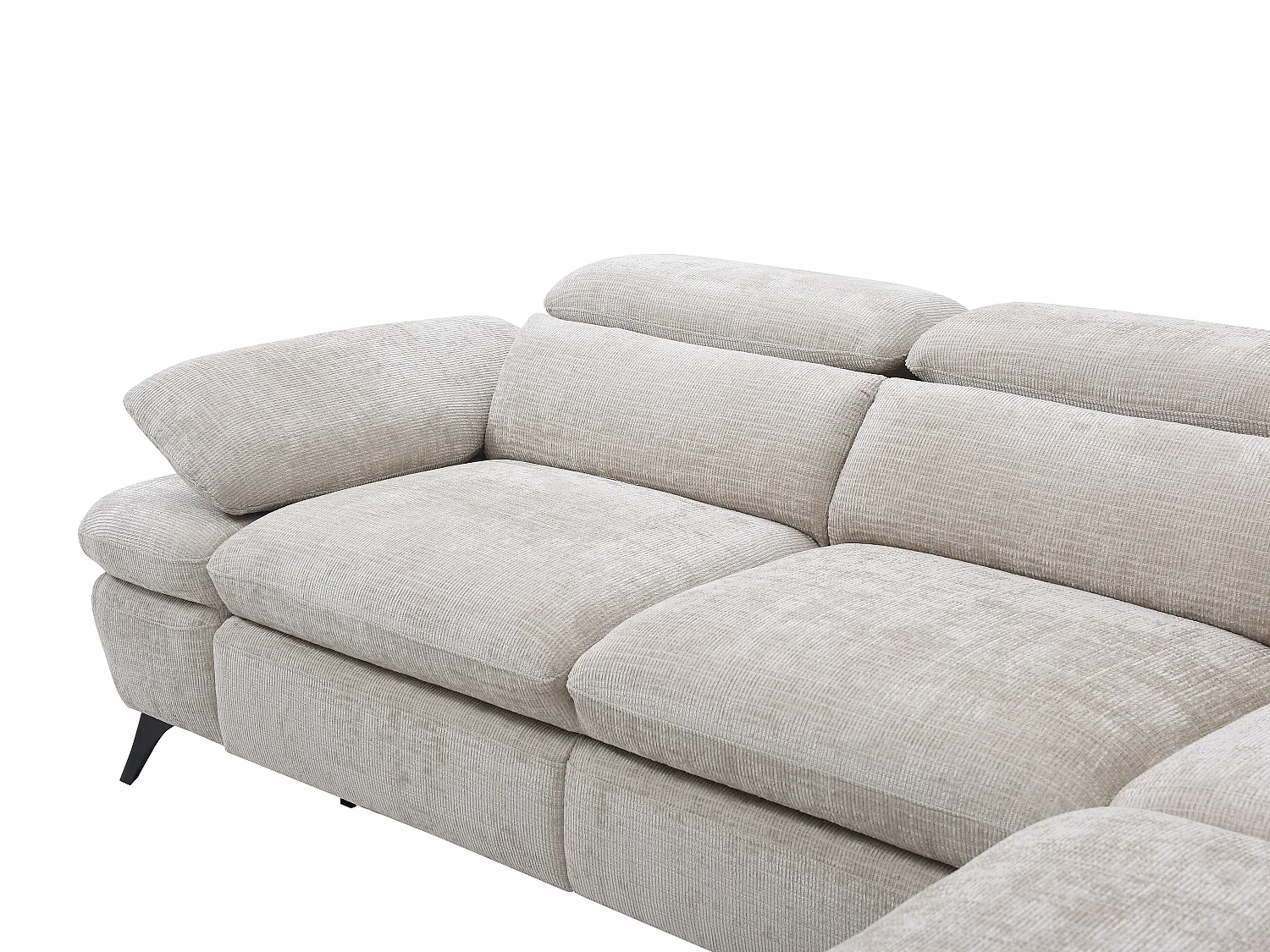 Ecksofa mit Schlaffunktion - Ecke rechts - Strukturstoff - mit Rückenlehne - Beige - SURDELI