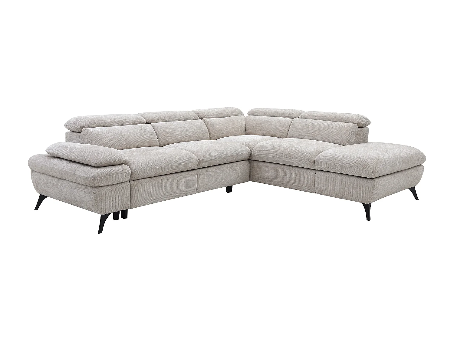 Ecksofa mit Schlaffunktion - Ecke rechts - Strukturstoff - mit Rückenlehne - Beige - SURDELI