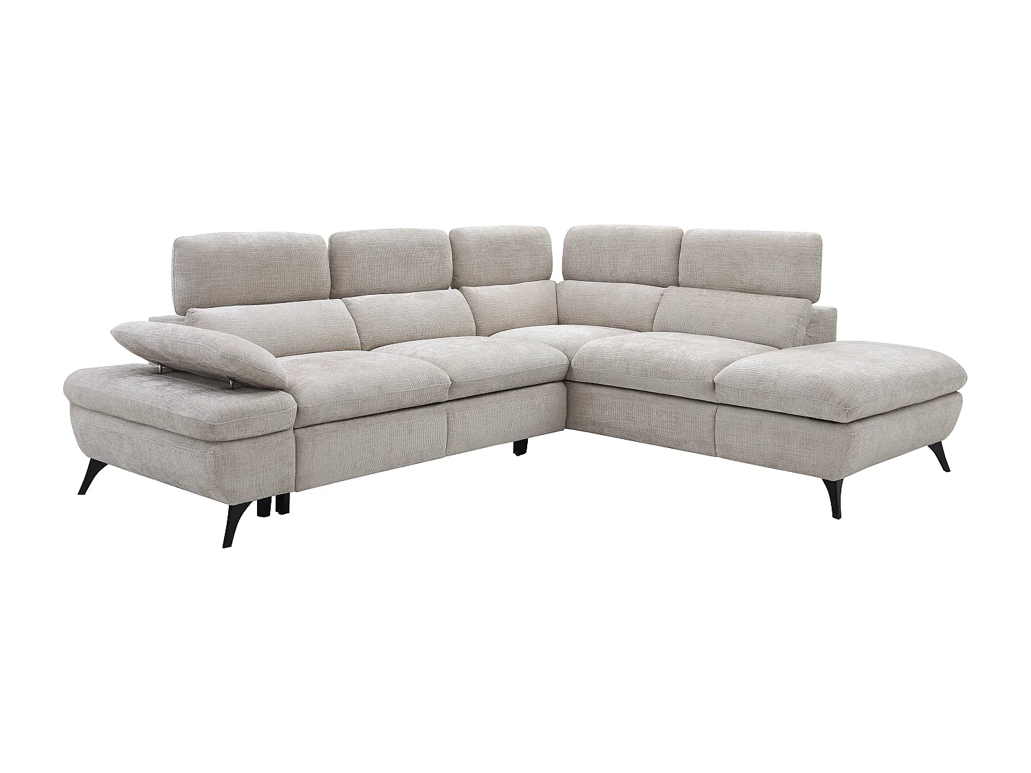 Ecksofa mit Schlaffunktion - Ecke rechts - Strukturstoff - mit Rückenlehne - Beige - SURDELI
