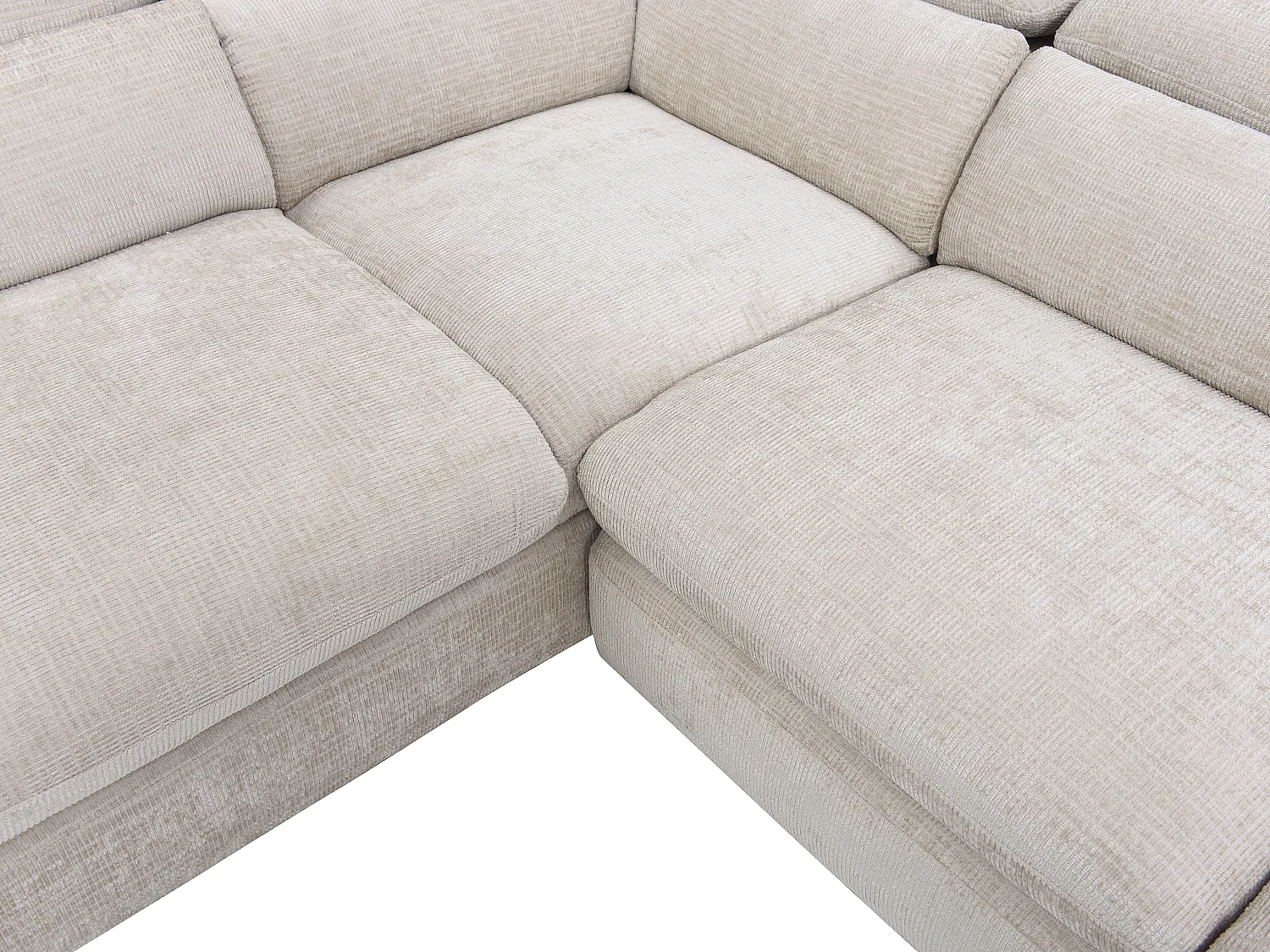 Canapé d'angle gauche convertible avec dossier méridienne en tissu texturé beige SURDELI